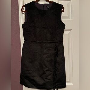 Ann Taylor Charcoal Black Mini Dress with Fringe Detail